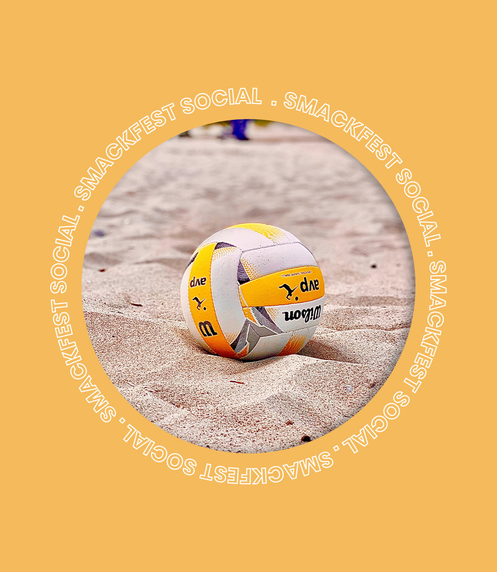 circular close up of volleyball on yellow bg